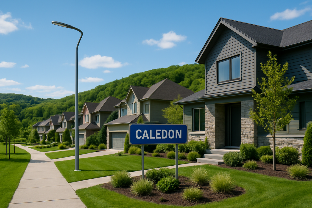 Caledon real estate community with modern houses and greenery